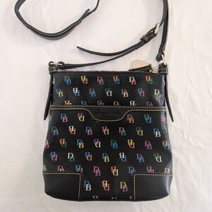 Dooney and Bourke Crossbody bag Black with multicolor DB and rainbow zipper